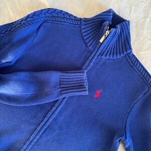 Ralph Lauren Sport 100% Cotton Cable Knit Full Zip Sweater W’s XS Cobalt Blue